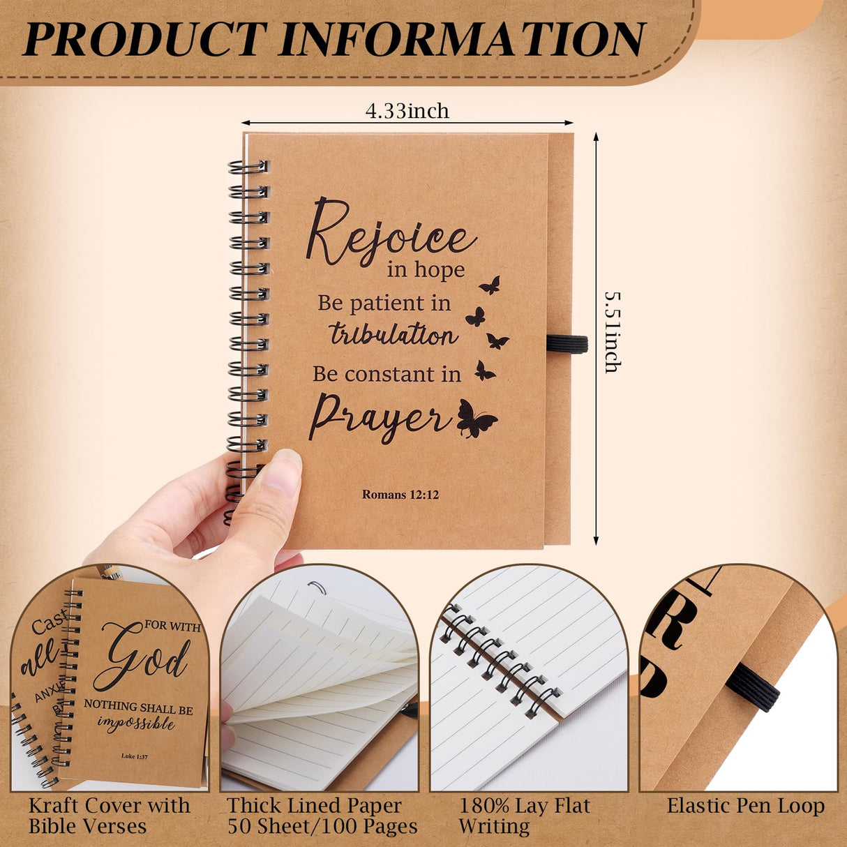 NEOACT 150 Pcs/50 Set Christian Gifts Bulk,Spiral Notebook with Bible Ballpoint Pen and Christian Bookmark,Prayer Journal Christmas Gifts for Staffs Coworkers Teachers Church Members & Pastor