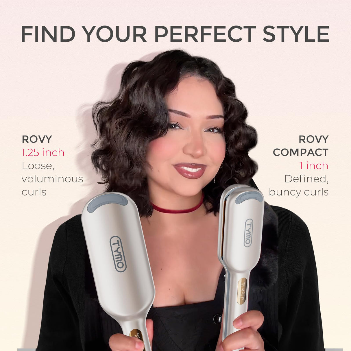 Curling Iron Hair Crimper Waver - TYMO ROVY Beach Waves Curling Wand, Ionic Deep Waver Hair Curler Tool with Ceramic 3 Barrel for Women, Dual Voltage, Anti-Scald, Easy to Use, Elegant Gold, 1 Inch
