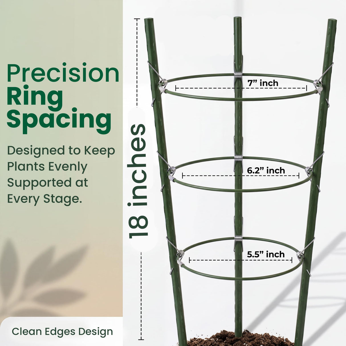 Oriva 4 Pack Round Tomato Cages for Garden,18 inches Small Metal Tomato Cages with Adjustable Rings,Tomato Trellis and Plant Support for Raised Garden Beds, Pots and Climbing Vegetables