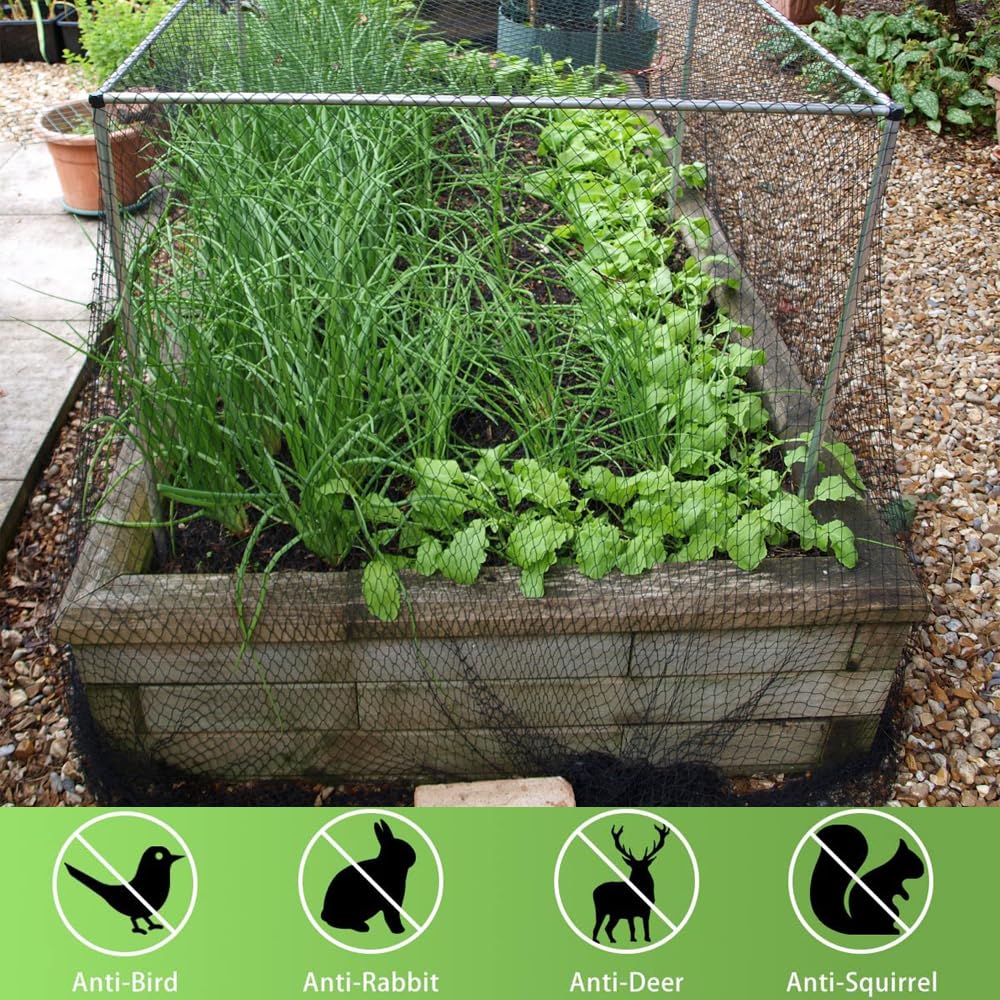 Junkogo Bird Netting 50x50 Ft, 1 in Mesh Heavy Duty Garden Netting