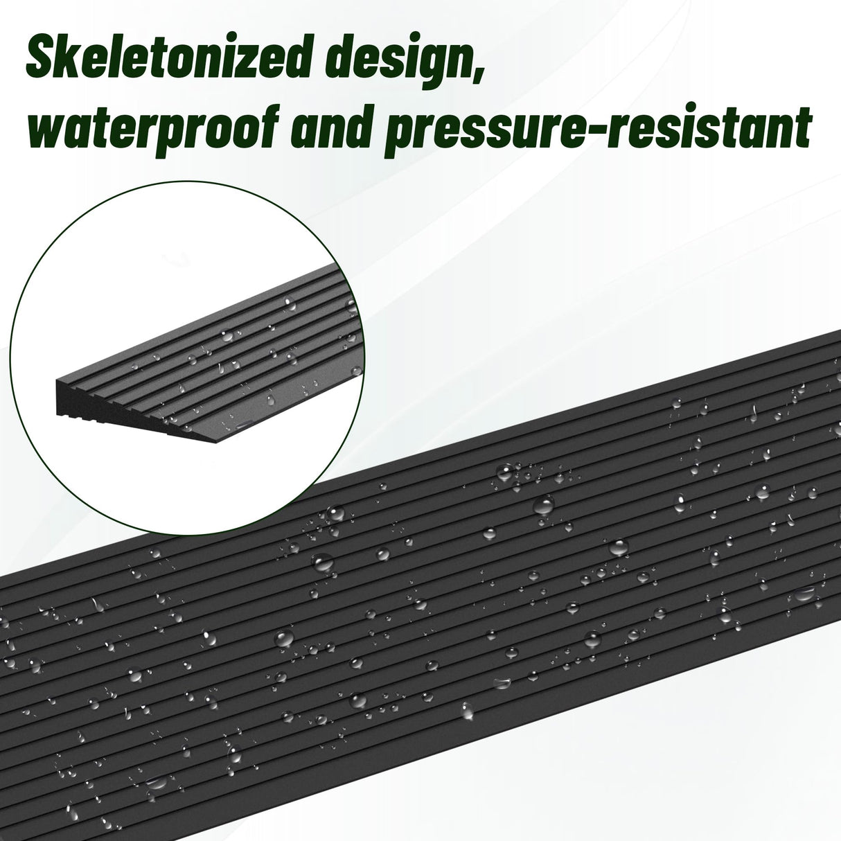 Nuvium 0.6" Rise Threshold Ramps for Doorways, 2000 Lbs Load Capacity, 35.5" Wide Natural Rubber Power Wheelchair Ramp is Adjustable and Cuttable for Doorways, Curb, Sweeper, Power Scooters, Bathroom