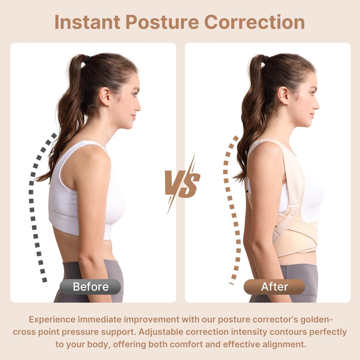 Posture Corrector for Women and Men: Improve Posture Correct Hunchback Slouching Invisible Under Clothes - Adjustable Lightweight Upper Back Brace for Neck Shoulder & Upper Back Pain Relief (XS/S Under Bust 26"-37")