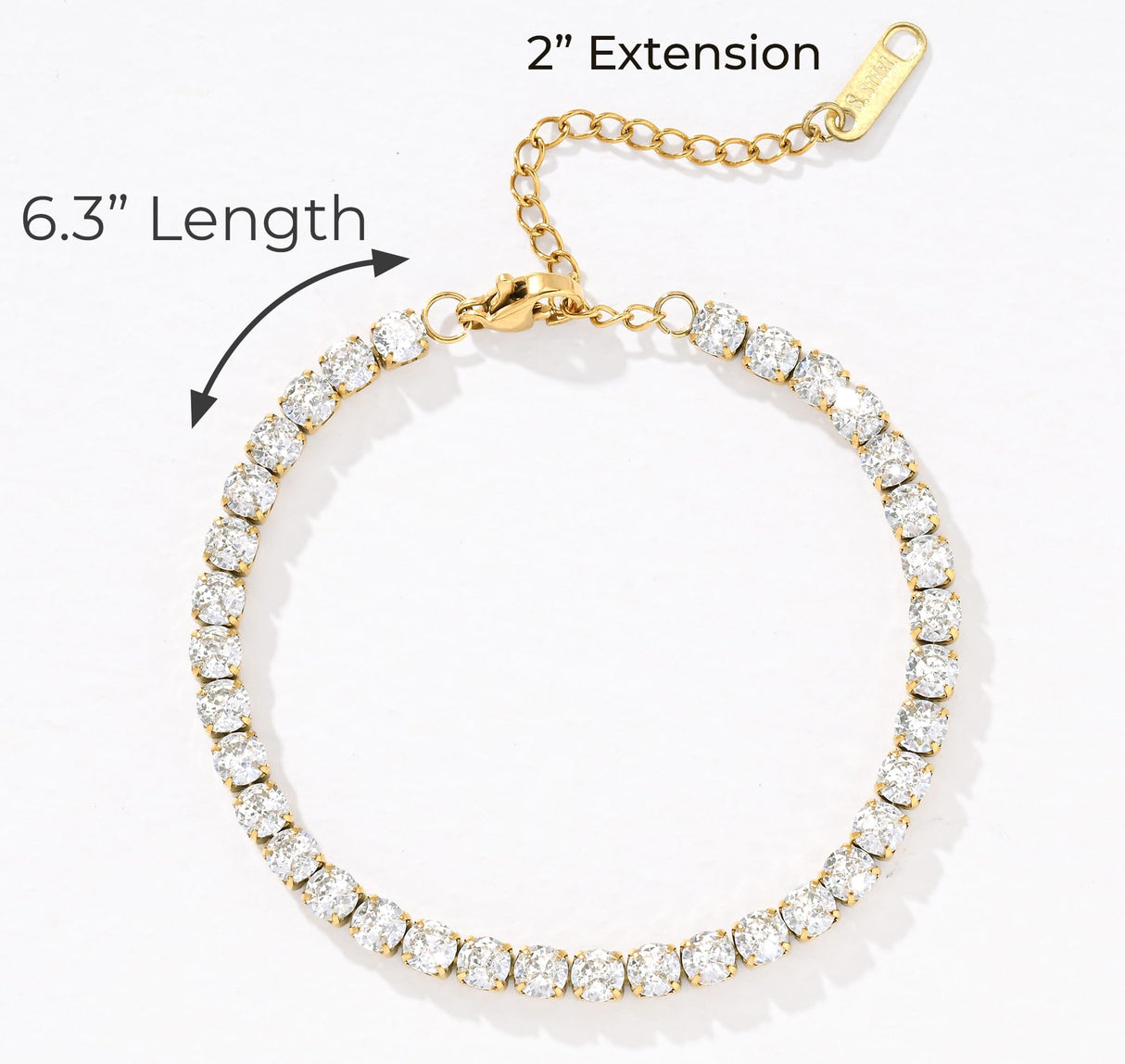 Billet-doux 18K Gold Plated Non-Tarnish Nail Love Bangle Bracelets Set For Women, Stackable Waterproof Four-Leaf Clover Adjustable Tennis Bracelet Trendy Jewelry Gifts Perfect for Her