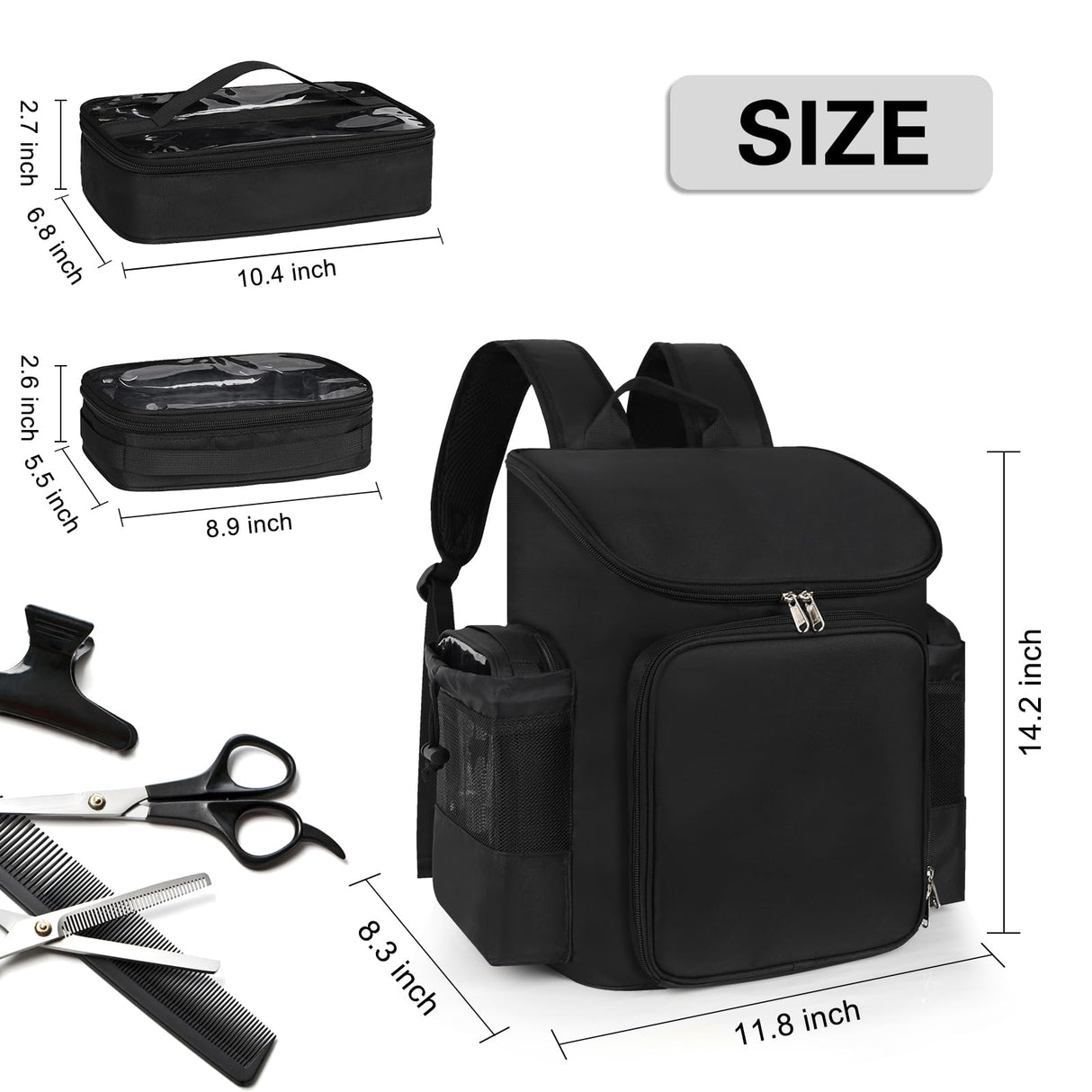 Hairstylist Traveling Bag, Large Capacity Barber Travel Backpack, Hairdresser Bag with Adjustable Dividers, Hair Tools Travel Case, Professional Cosmetology Bags for Supplies, Hair Stylist Must Haves