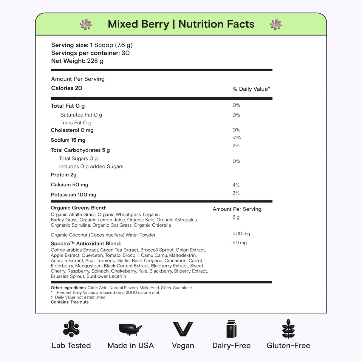 Kiala Nutrition Super Greens, Organic Greens Powder with Spirulina & Chlorella for Digestion, Gut Health, Immunity & Energy, Gluten Free, Vegan, Daily Support for Women, Mixed Berry, 30 Servings