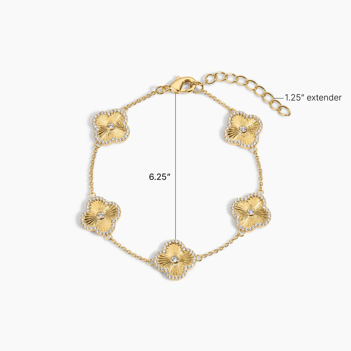 Electric Picks Icon Bracelet for Women, 14k Gold Plated Clover Charm Chain Bracelet, Adjustable 6"–7.5", Stackable Everyday Jewelry, Minimalist Gold Bracelet Gift