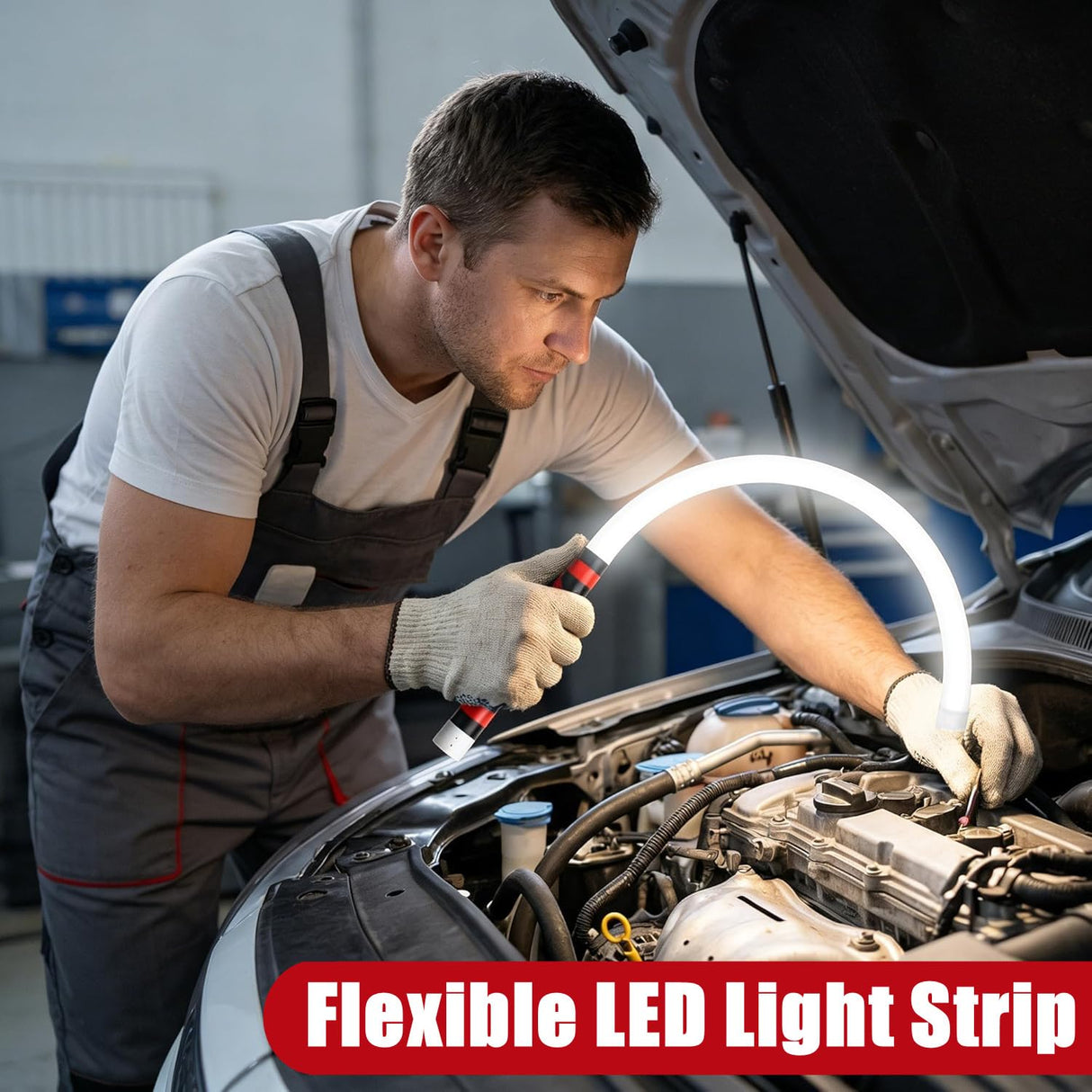 Flexible LED Flashlight Stick, 30" Bendable Mechanic Work Light Rechargeable High Lumen Professional Light 3 Lighting Modes Automotive Illumination Tool Car Repairs Inspections Tight Spaces