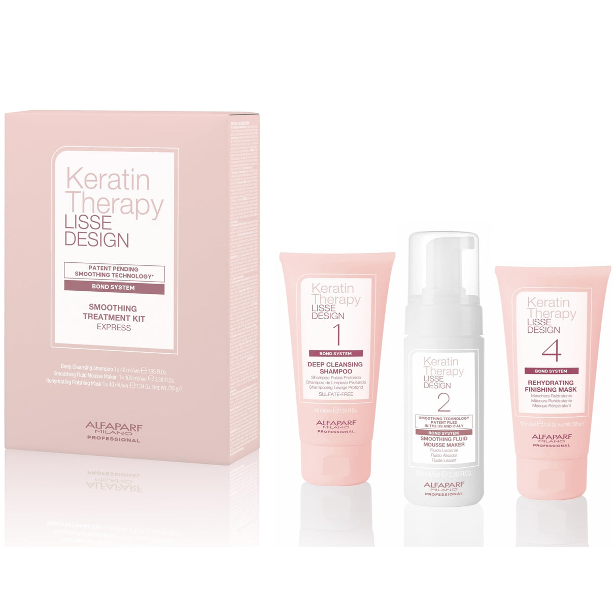 Alfaparf Milano Home Keratin Hair Treatment - Lisse Design Express Brazilian Hair Straightening and Smoothing - Formaldehyde Free - Sulfate Free