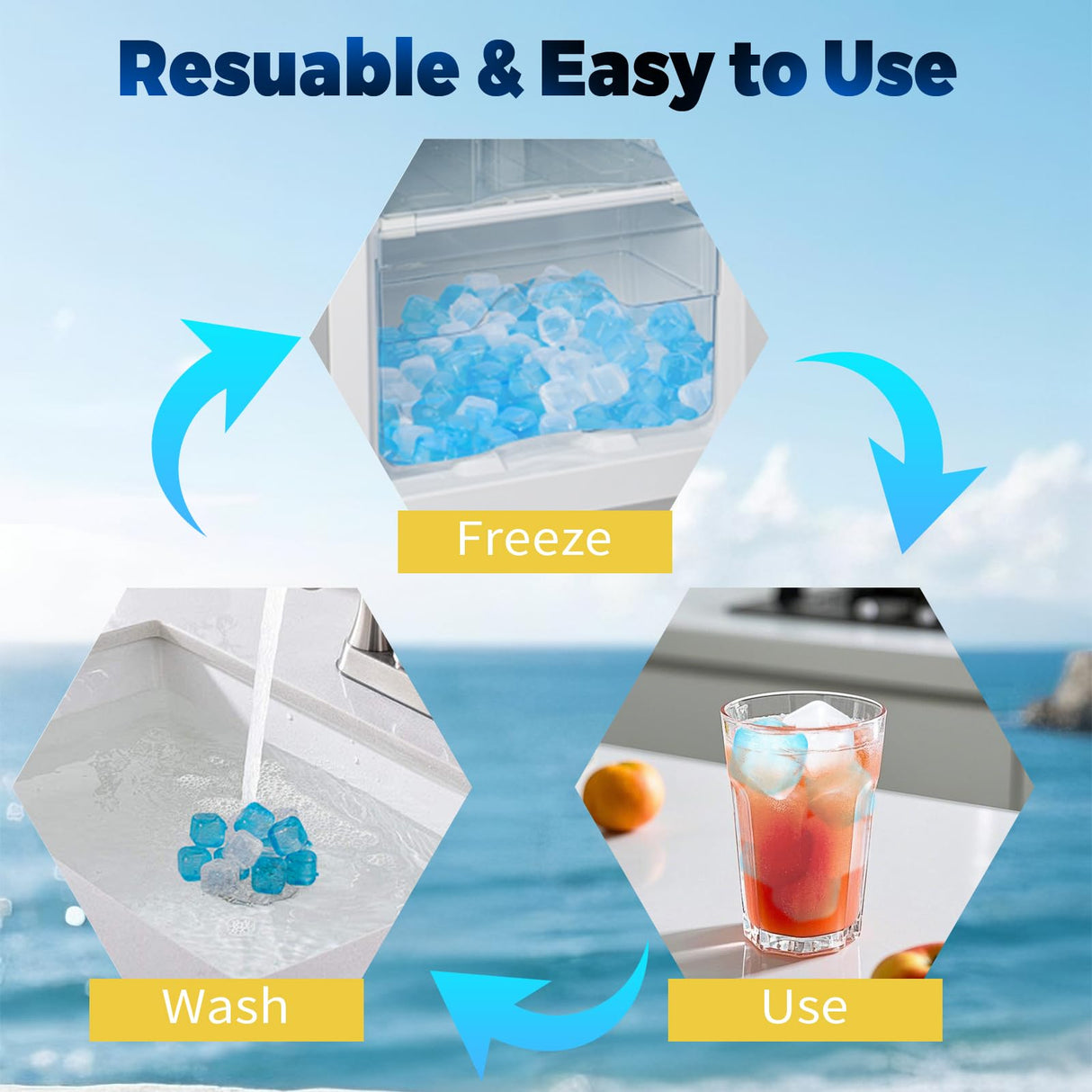 330 Pack Reusable Ice Cubes with Scoop, BPA-Free Refreezable Plastic, Slow-Melting, Fast Freeze 2H, for Whiskey Coffee Juice, Ice Bath, Coolers, Party Camping