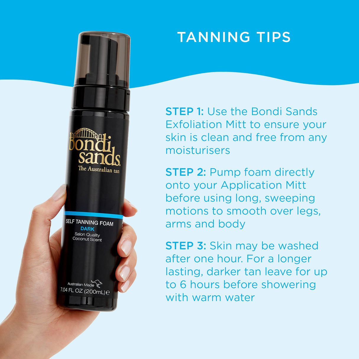 Bondi Sands Dark Self Tanning Foam Value Kit | Includes 2 Lightweight Sunless Tan Foams + 1 Application Mitt for a Flawless Finish
