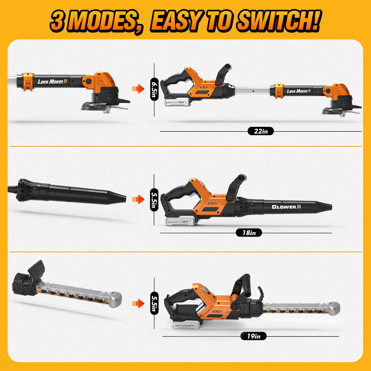 3-IN-1 Kids Garden Tools with Lights and Sounds, Weed Wacker Toy, Leaf Blower Toy, and Hedge Trimmer, Yard Tools Outdoor toys for Boys Pretend Role Play, Christmas Birthday Gifts for Kids 3,4,5,6,7,8+