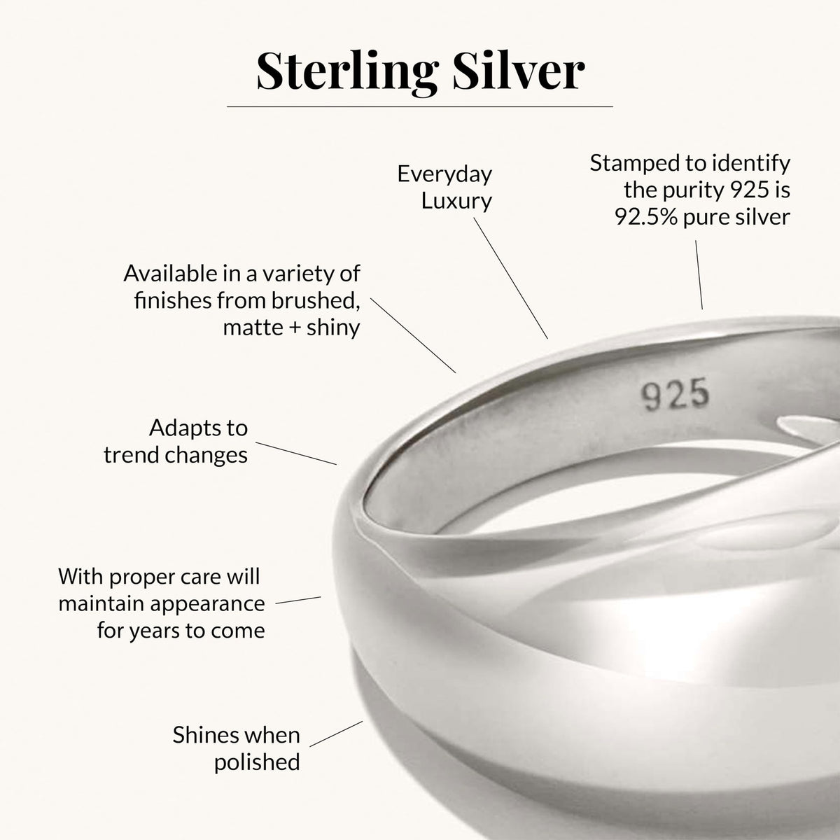 JTV Sterling Silver & 18k Yellow Gold Over Sterling Silver 5mm Polished & Textured Infinity Ring