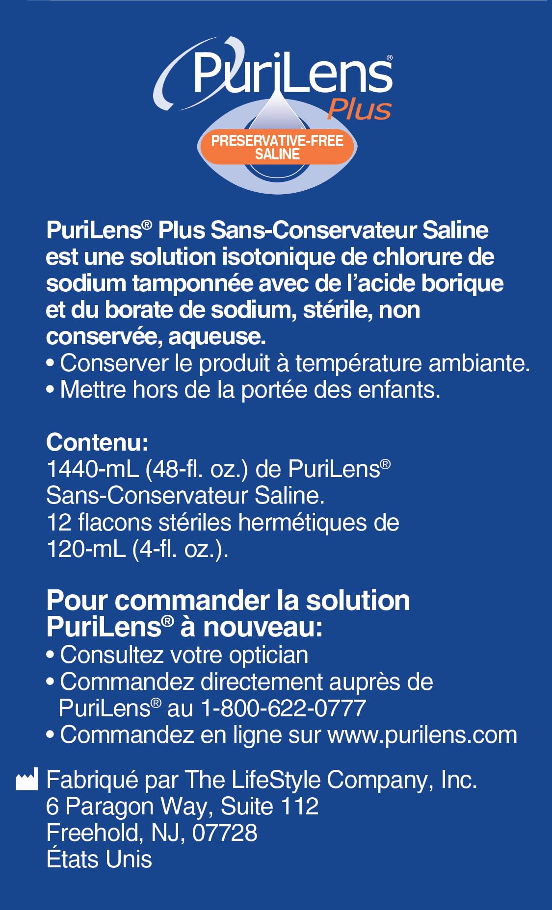 Purilens Plus Preservative-Free Contact Lens Saline 120ml (4 fl. oz.) 12 Pack