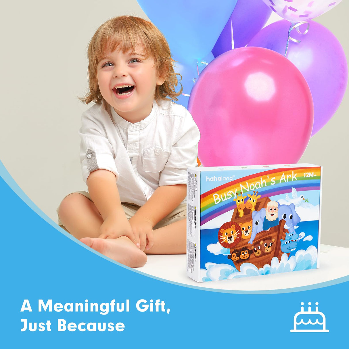 hahaland Noah's Ark Toy Busy Book for Toddlers 1-3 - Baptism Gifts for Boys Girls - Montessori Toys for 1 Year Old, Sensory Early Learning Educational One Year Old Boy Birthday Christmas Toddler Gifts