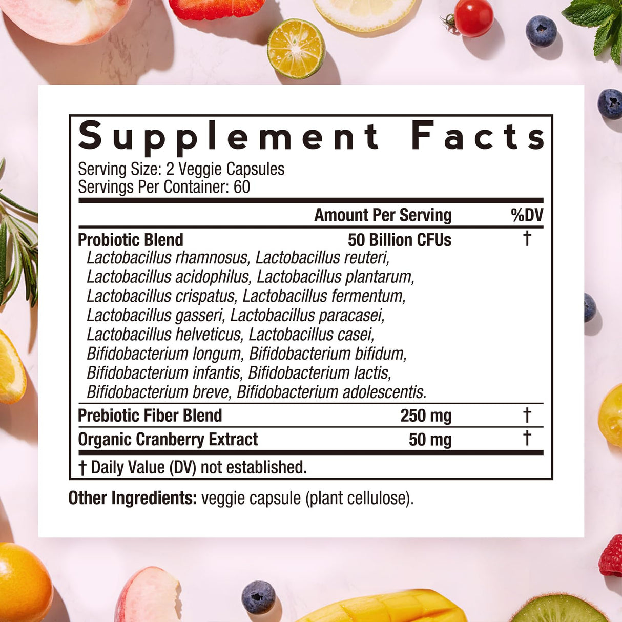 Doctor's Recipes Women’s Probiotic, 120 Caps 50 Billion CFU 16 Strains, with Organic Cranberry, Digestive Immune Vaginal & Urinary Health, Shelf Stable, Delayed Release, No Soy Gluten Dairy