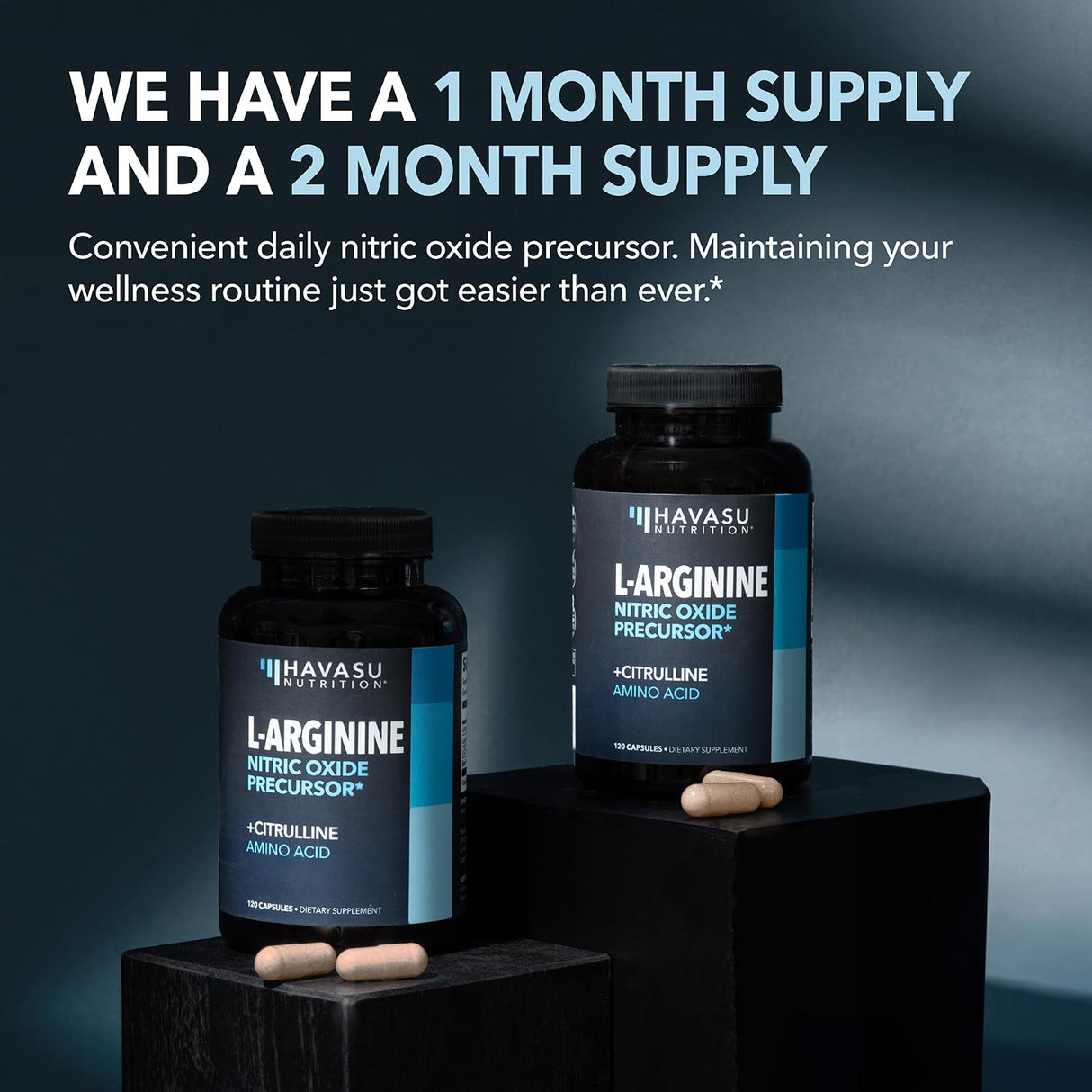 L-Arginine Capsules with L-Citrulline - Nitric Oxide Supplement - L Arginine and L Citrulline Blend - 120 Count - Vegan, Non-GMO Capsules for Performance, Endurance and Muscle Support - 2 Month Supply