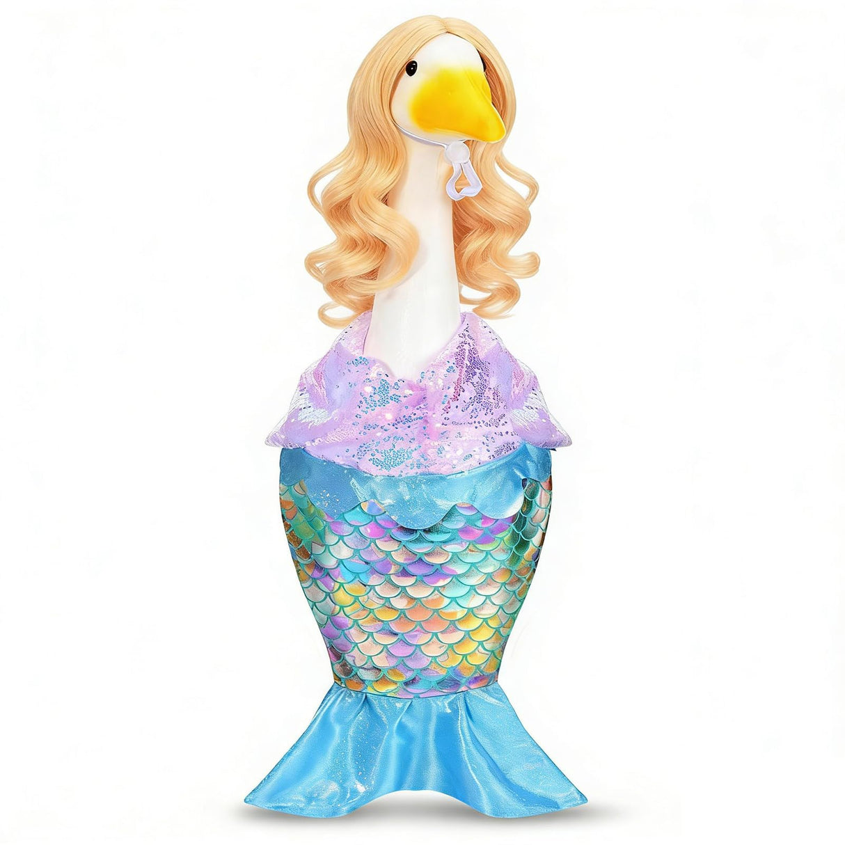 GANSHAYA Mermaid Porch Goose Outfits Summer Goose Shiny Mermaid Dress & Wigs Princess Goose Clothes Fits 23'' Geese Statue for Holiday Birthday Outdoor Beach Yard Lawn Garden Decor