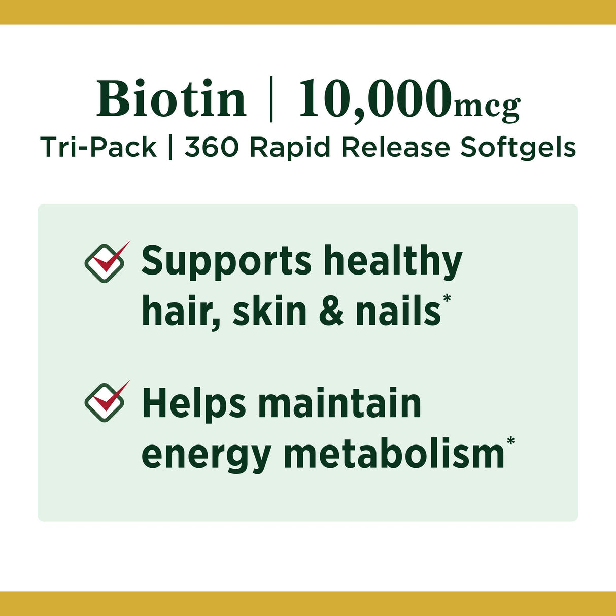 Nature's Bounty Biotin Hair Skin and Nails Vitamins, Supports Healthy Hair, Skin and Nails, 10,000 mcg, 120 Count (Pack of 3)