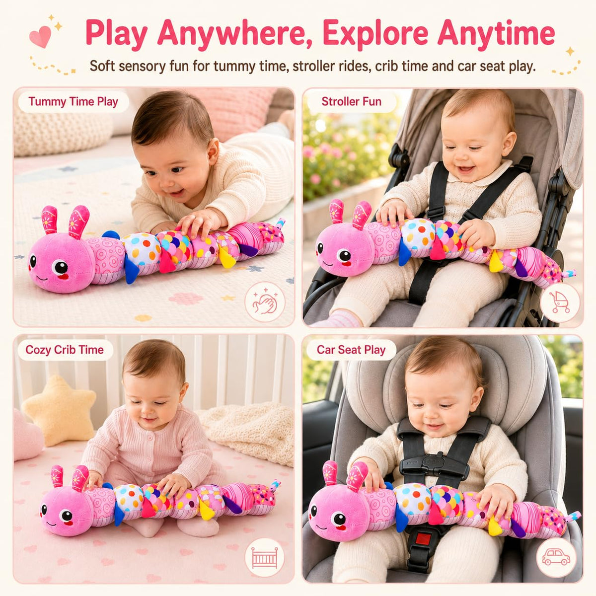 Baby Sensory Caterpillar Toys for 0-6 6-12 Months