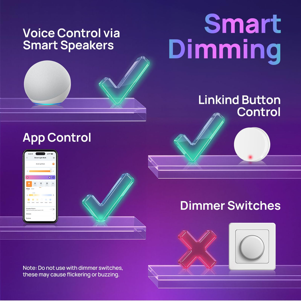 Linkind Matter Smart Light Bulb, WiFi Smart Bulbs, Work with Apple Home, Siri, Alexa, Google, SmartThings, AiDot, RGBTW Color Changing Bulbs Mood Lighting, Music Sync, A19 E26 60W, 2.4Ghz WiFi 6 Pack