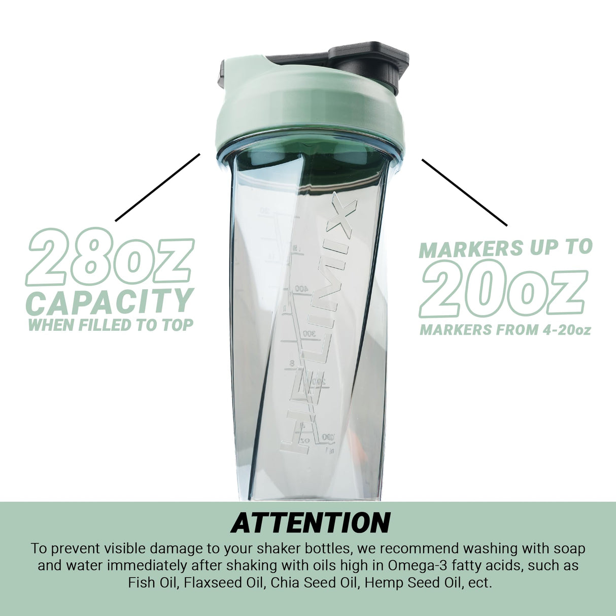 HELIMIX 2.0 Vortex Blender Shaker Bottle Holds upto 28oz | No Blending Ball or Whisk | USA Made | Portable Pre Workout Whey Protein Drink Shaker Cup | Mixes Cocktails Smoothies Shakes | Top Rack Safe