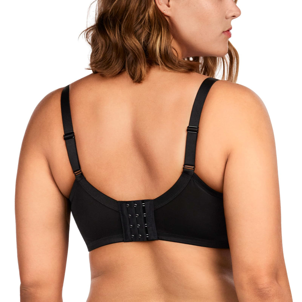 HSIA Minimizer Bra for Women - Plus Size Bra with Underwire Woman's Full Coverage Lace Bra Unlined Non Padded Bra Black