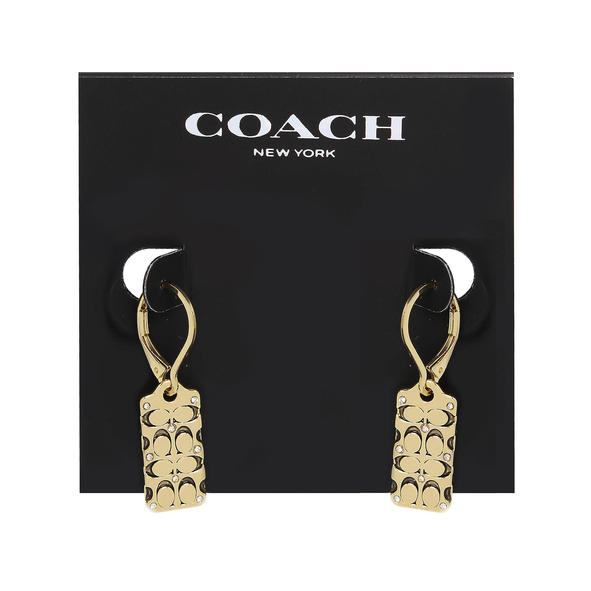 COACH Quilted C Tag Drop Earrings Golden One Size