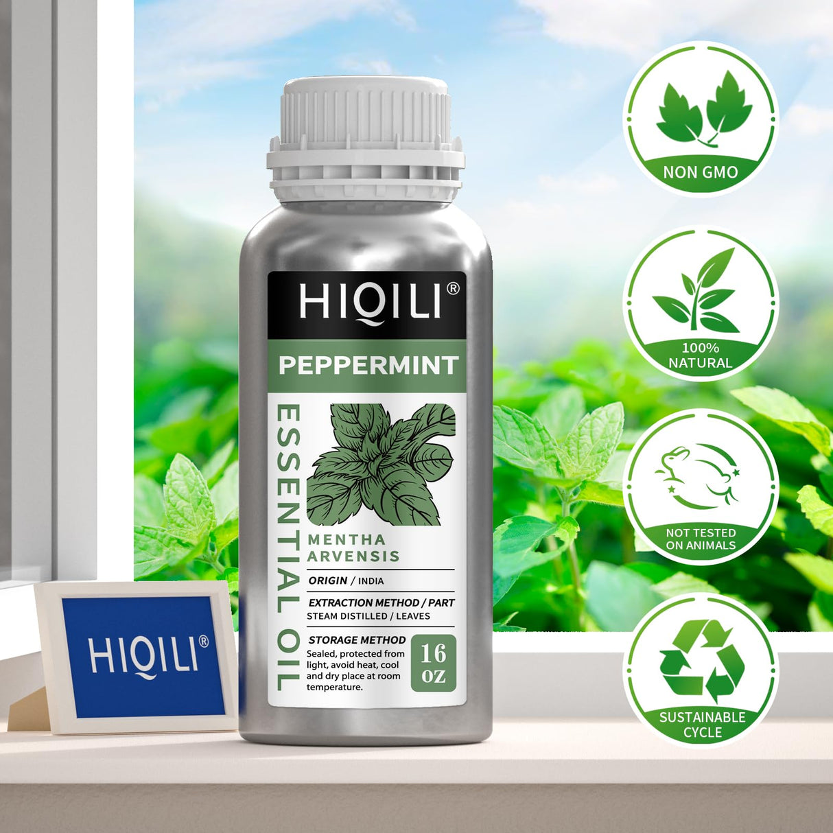 HIQILI Peppermint Essential Oil 16 oz 100% Pure Natural Aromatic Oil for Freshening Air, Hair Care, DIY Soap, SPA & Home Use