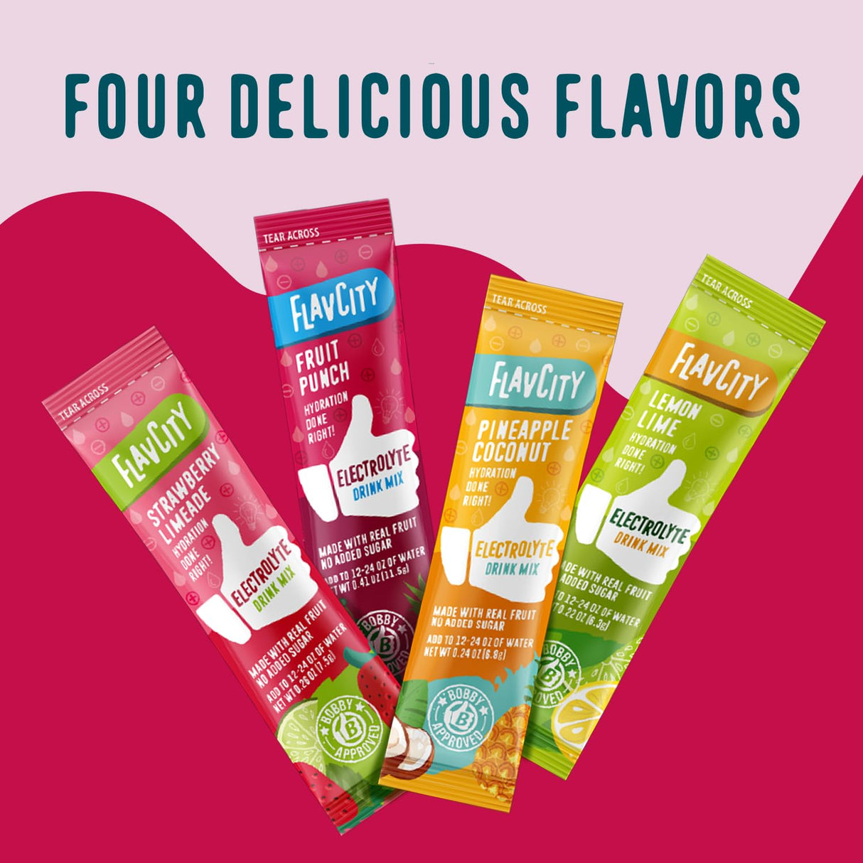 FlavCity Fruit Punch Electrolytes Powder Packets - 28 Hydration Packets - No Added Sugar - Hydration Powder with Real Fruit & Unrefined Sea Salt - Keto & Gluten-Free (28 Stick Packs)