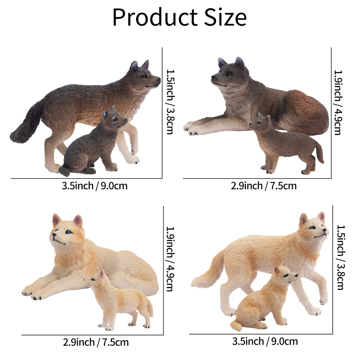 Toymany 8PCS Wolf Figures Forest Animals Toy Figurines - Realistic Jungle Zoo Animal Figurines,Educational Toy Cake Toppers Christmas Birthday Gift for Kids Boys Girls