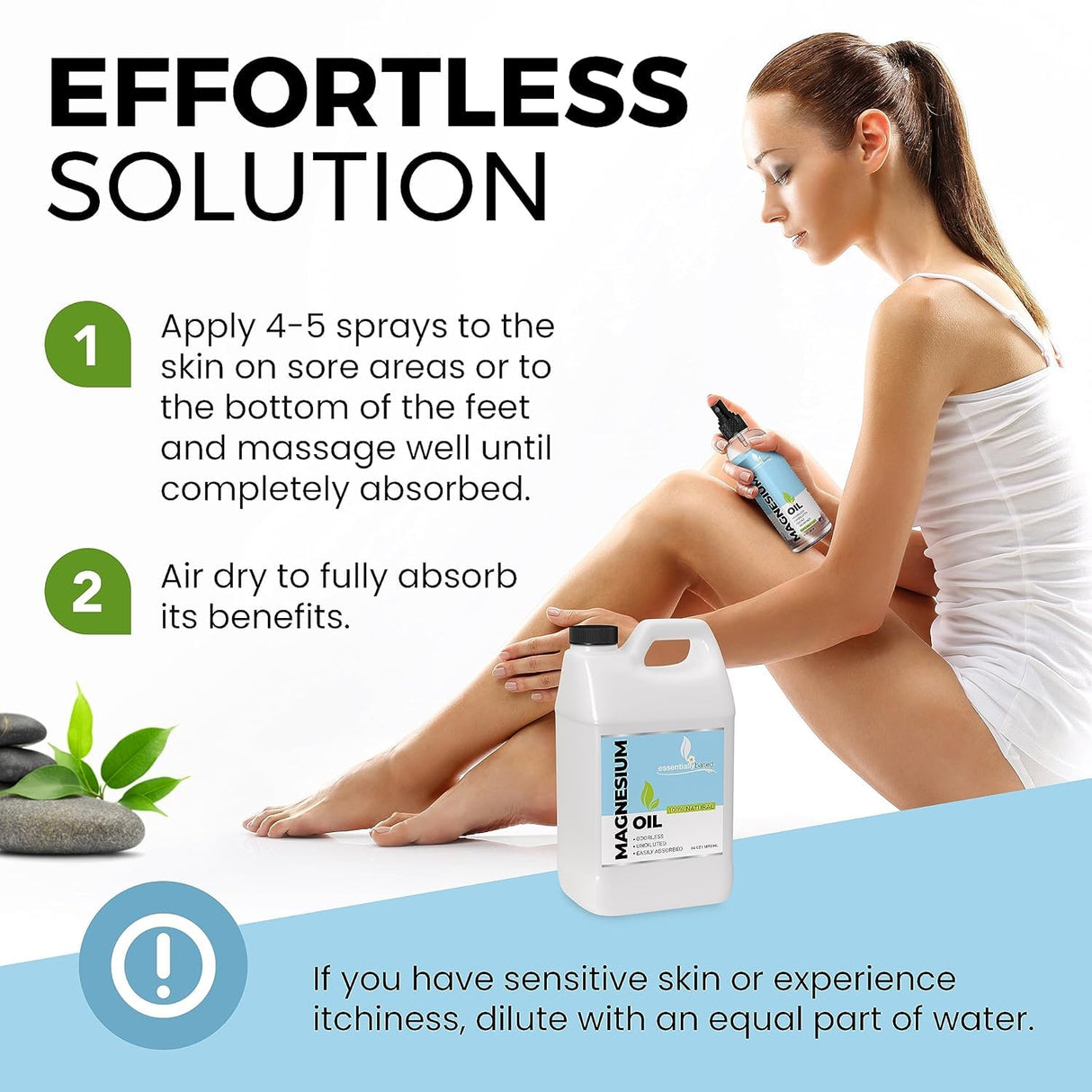 Pure Magnesium Oil Spray 64oz - Topical Magnesium Spray for Sleep Extra Strength - Less Sting - Less Itch - 100% Natural and Organic Oil - Made in USA