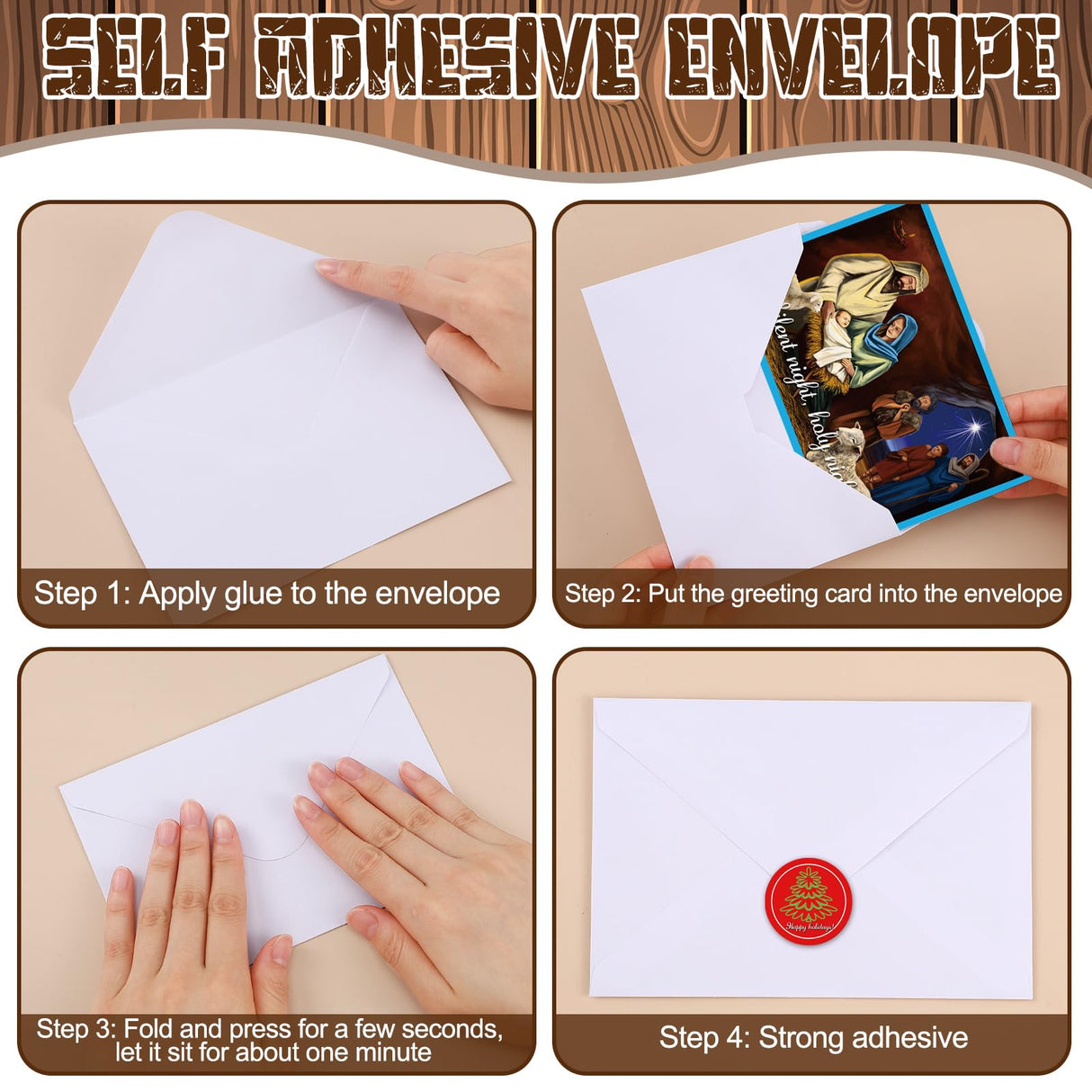 Motiskyy 100 Sets Christmas Cards with Envelopes and Stickers Christmas Cards Assortment Bulk Greetings for Xmas New Year Party Supplies 10 Designs, 6 x 4 Inch(Religious)