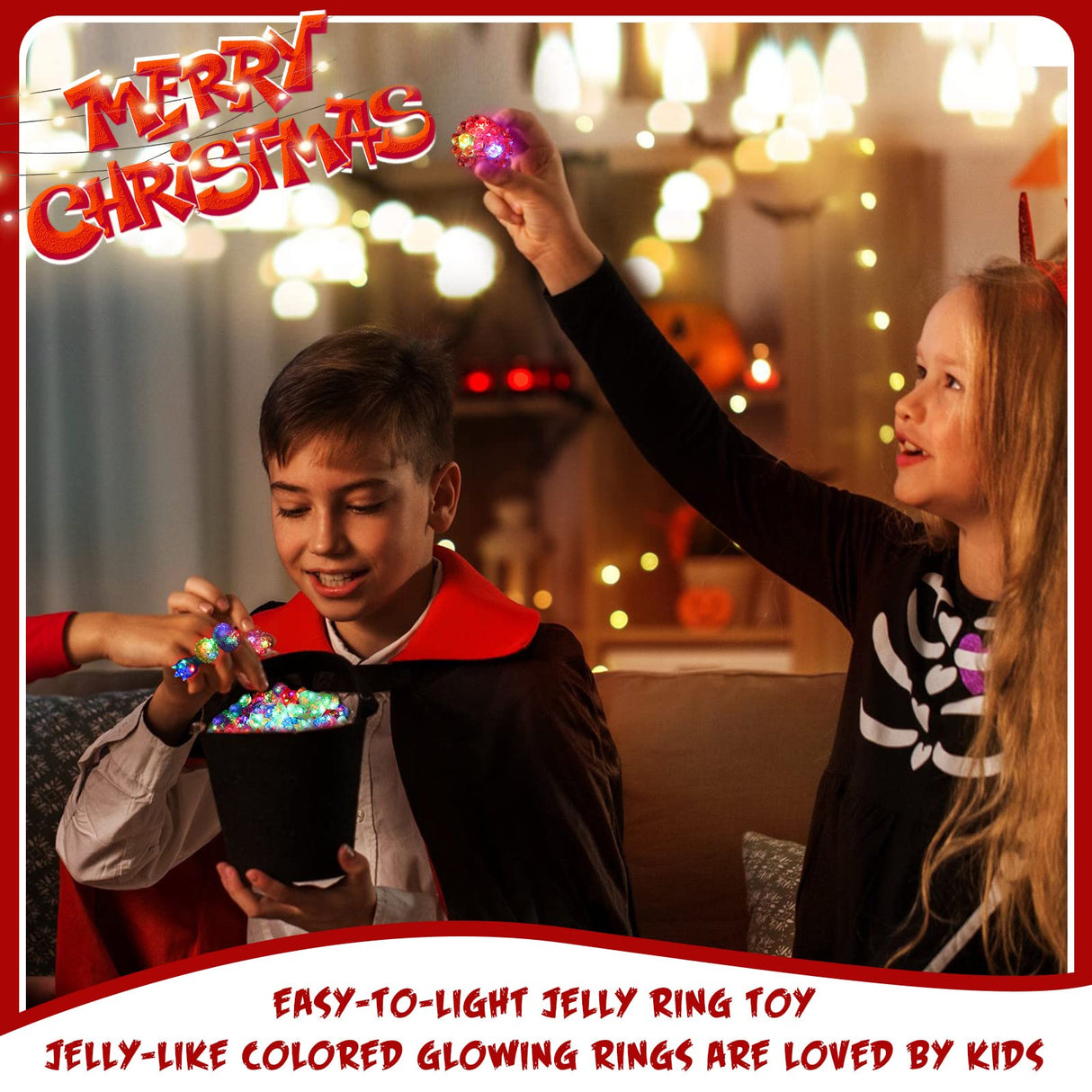 Leyndo 48 Pack LED Light up Rings Halloween Party Favors for Kids, Glow in The Dark Party Supplies Colorful Bumpy Jelly Rubber Finger Light for Halloween Treat Toy Christmas Goodie Bag Stuffers(Mixed)