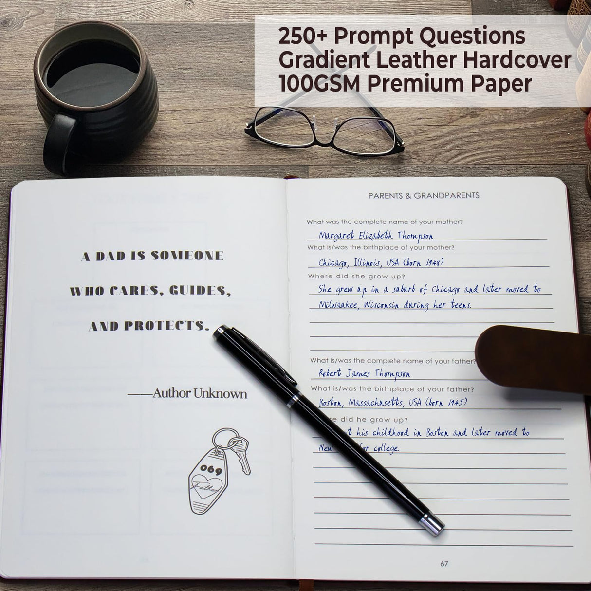 Christmas Gifts for Dad – Leather Guided Journal to Share His Life Story – Dad Birthday Gift from Daughter or Son - Legacy Memory Book Keepsake with Prompts - Ideal Gifts for Fathers Day