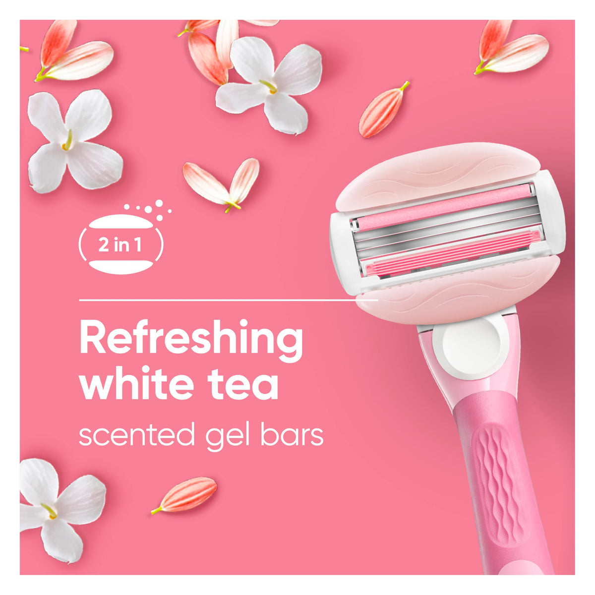Gillette Venus ComfortGlide White Tea 4 count, with Gillette Venus ComfortGlide plus MoistureGlide 2 count, Women's Razor Blade Refills