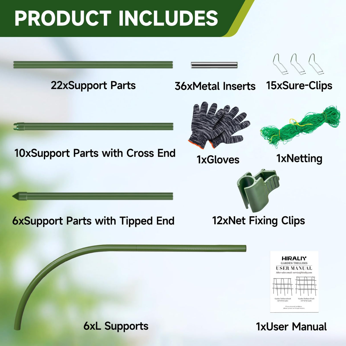 HIRALIY Cucumber Trellis for Climbing Plants, 5.25ft Tall, Green