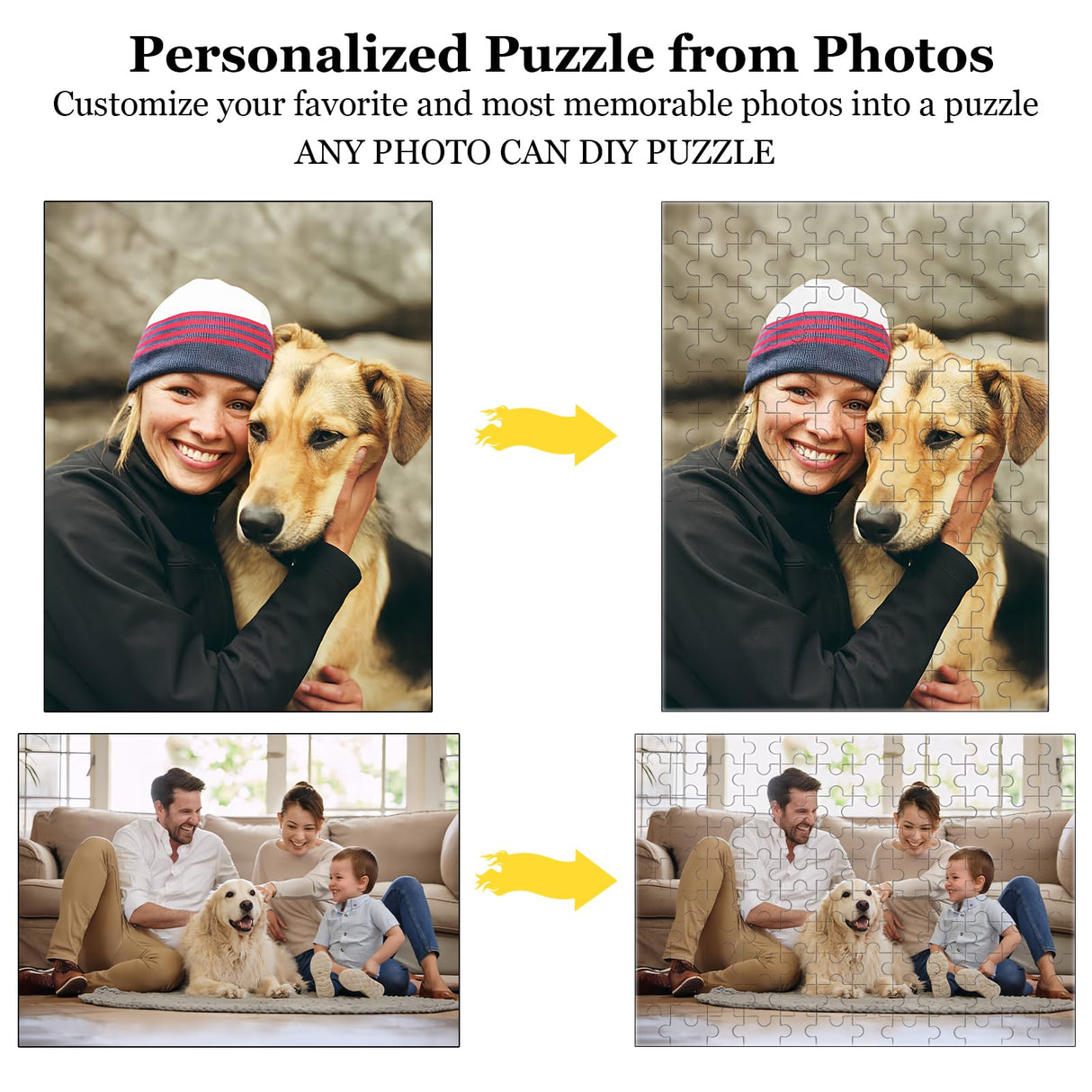 Custom Puzzle 120/200/300/500/1000/1500 Pieces, Personalized Puzzle from Your Own Photos, Customized Picture Jigsaw Puzzle Gift for Christmas Wedding Birthday Family