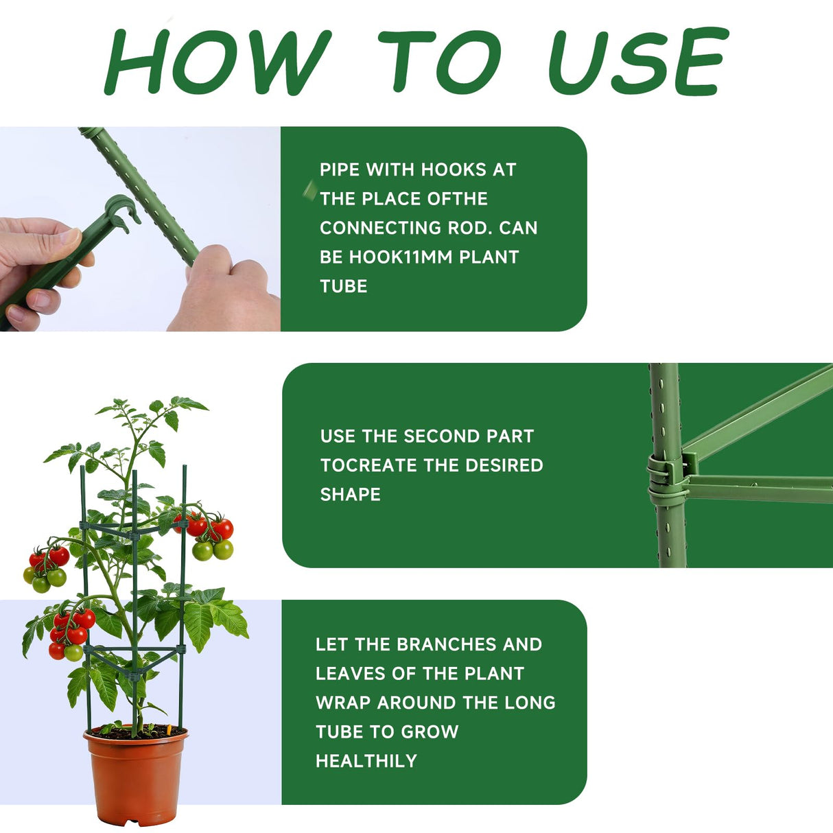 100pcs Garden Stakes Arms for Tomato Cage, 11mm, No Stake