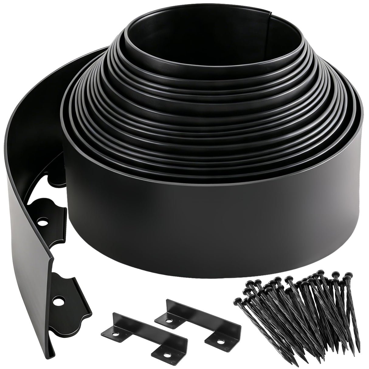 Aifanss Landscape Edging Kit, 4 Inch Tall 33Ft No Dig Garden Edging Border with 50 Pcs Reinforced Spikes, Plastic Garden Barrier for Landscaping, Lawn, Yard, Flower Bed, Paver, Pathway, Grass, Black