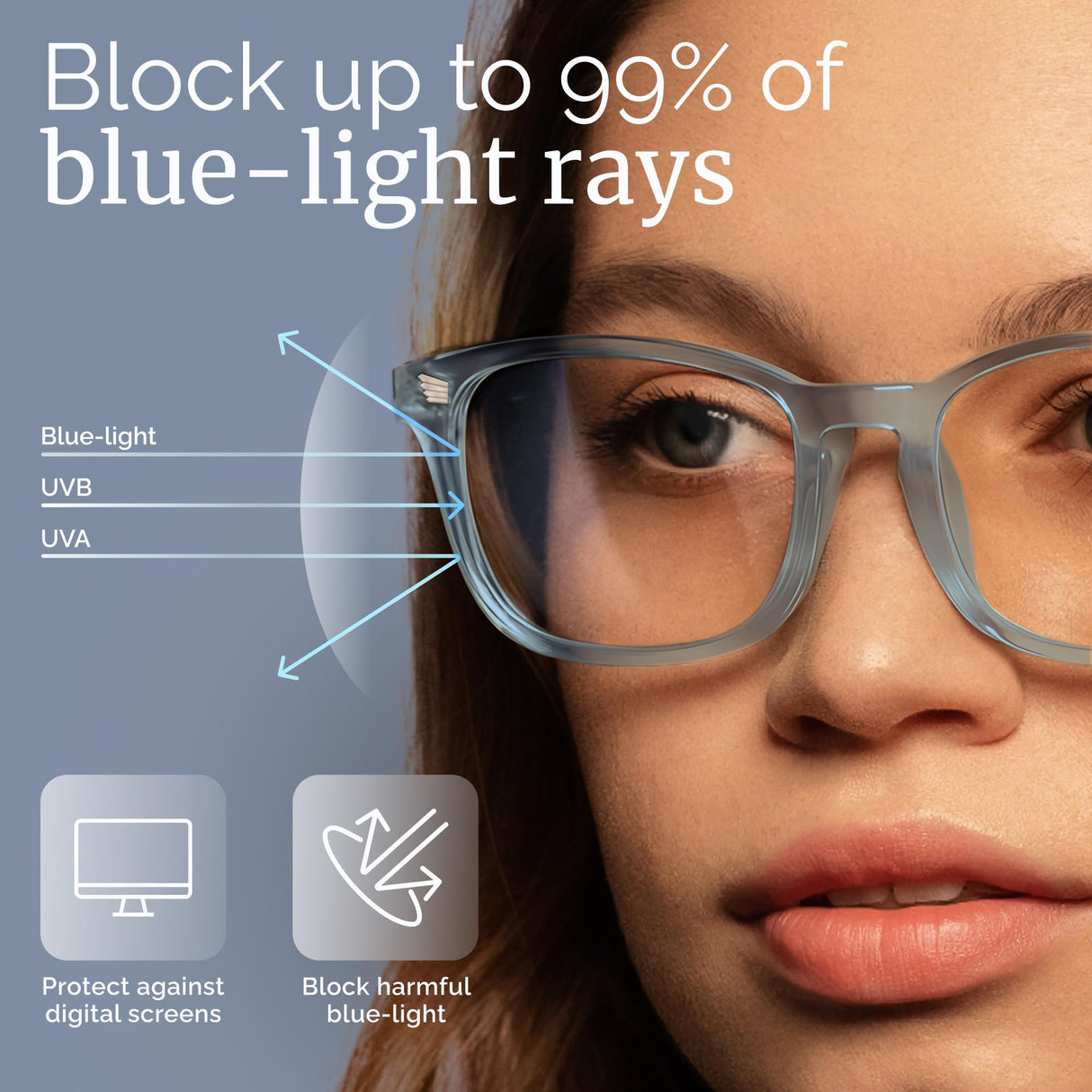livho High Tech Blue Light Glasses - Advanced up to 99% Blue Light Blocking Computer Glasses - Anti Eyestrain & UV Glare Protection