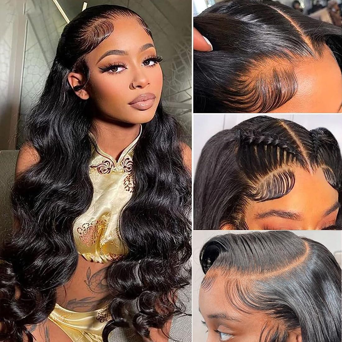 GOMOST Body Wave Lace Front Wigs Human Hair Pre Plucked 180 Density 13x4 HD Lace Frontal Wigs for Black Women Glueless Wigs Brazilian Virgin Human Hair Wig with Baby Hair 24 Inch