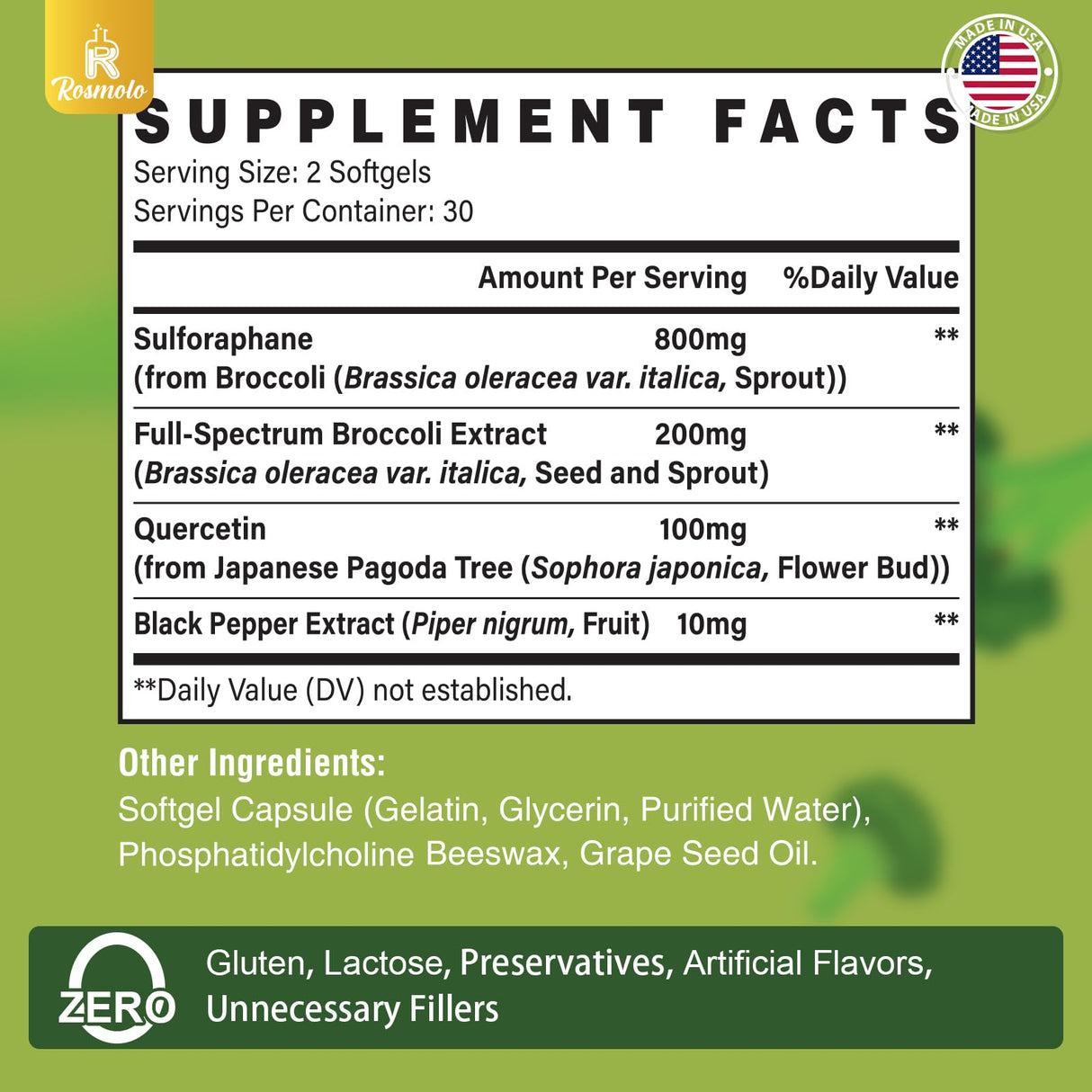 800 MG Liposomal Sulforaphane, Powerful Dual-Delivery for Maximum Absorption & Potency, Full-Spectrum Broccoli Extract, Antioxidant & Liver Supplement, 120 Softgels