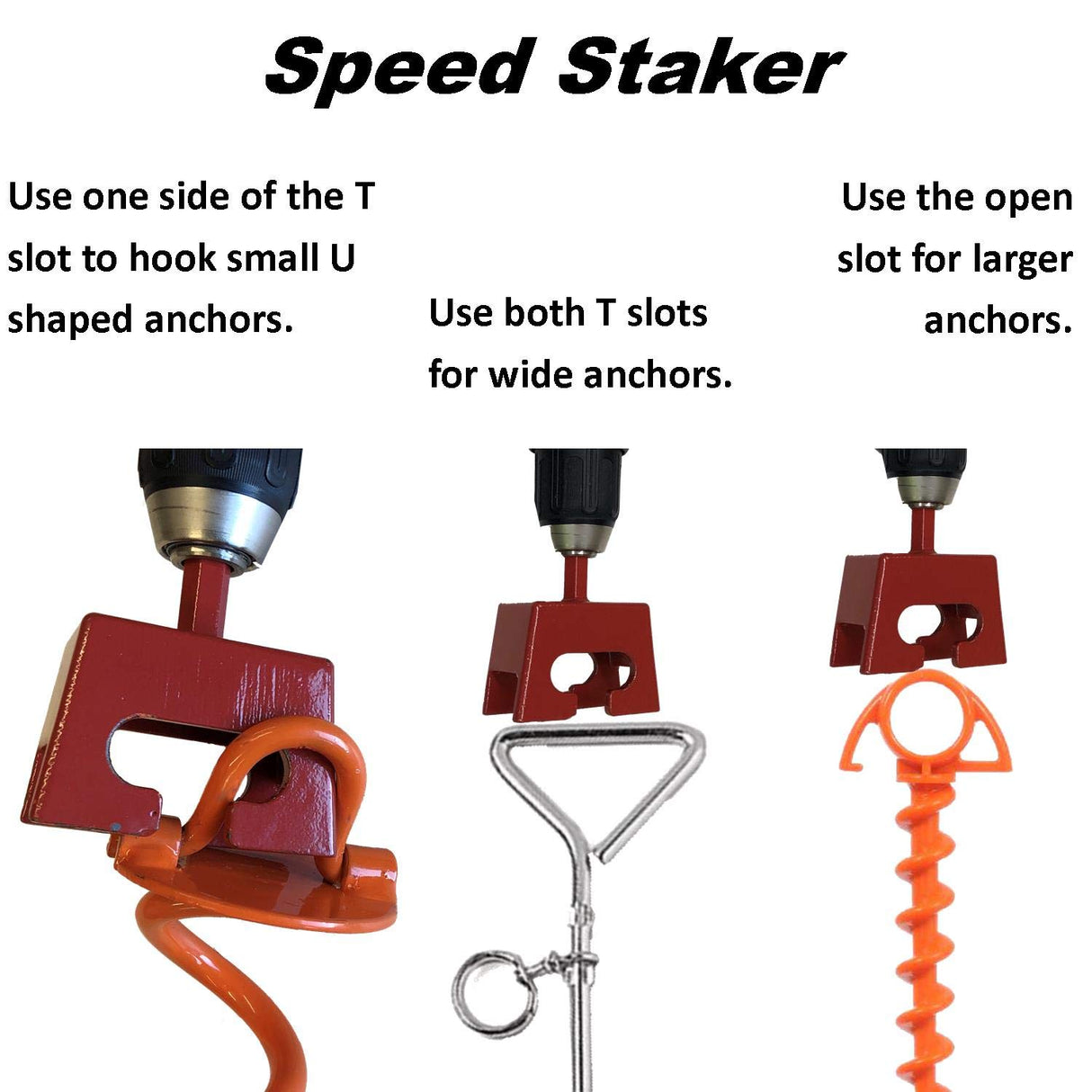 Keyfit Tools Ground Anchor Speed Staker Drill in Your Heavy Duty Spiral Ground Anchors in Seconds. Multi Functional Works On Dog Ties Tree Anchors Screw in Tent Stakes Solid Steel