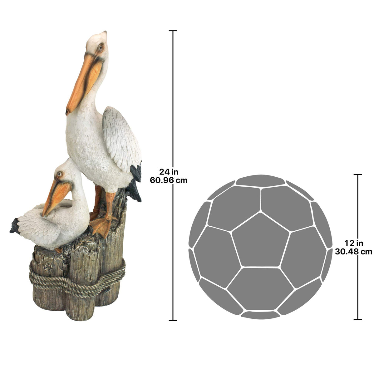 Design Toscano Coastal Decor Ocean's Perch Pelicans Garden Bird Statue, 9 Inch Wide, 24 Inch Tall, Cast Stone Resin, Full Color Finish