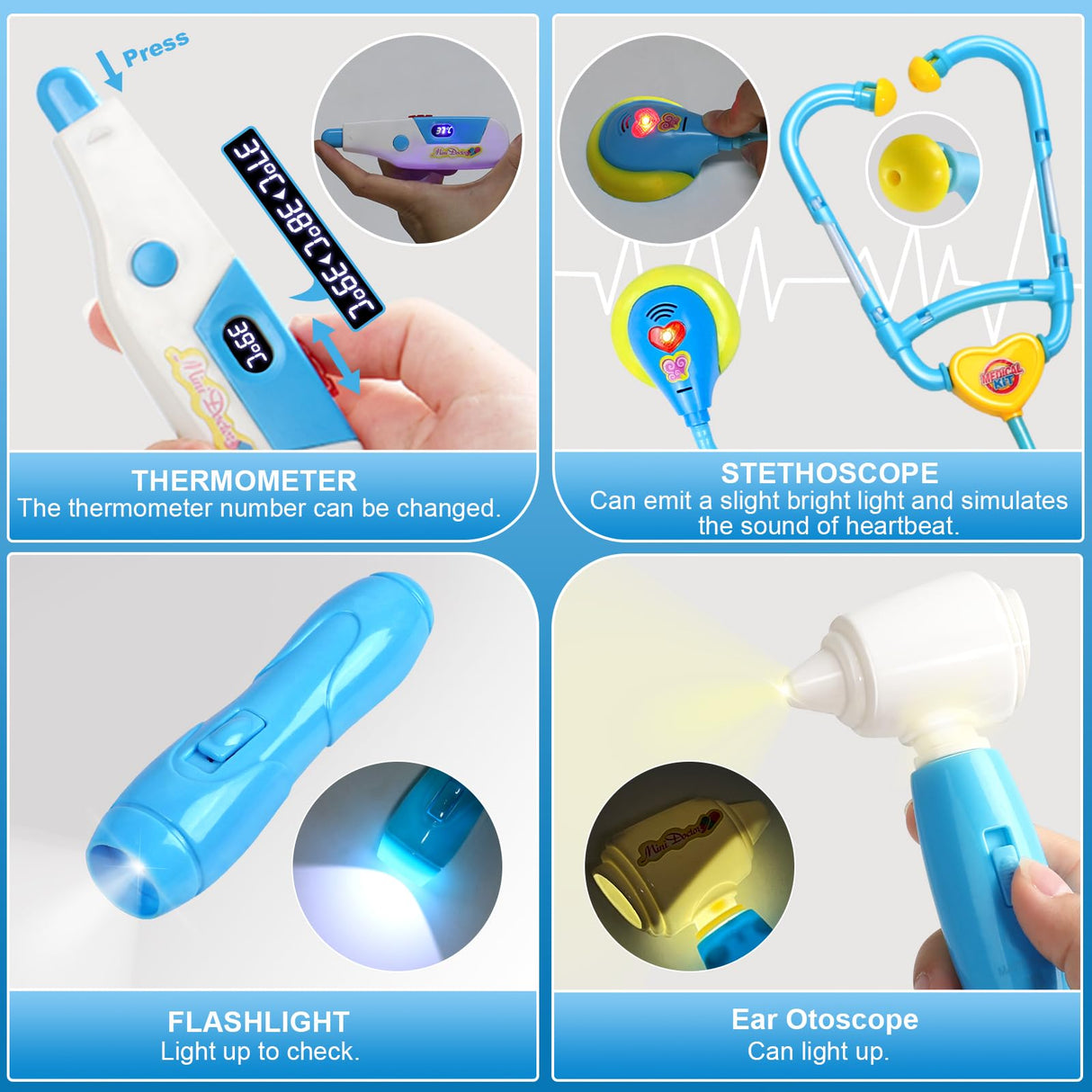 Doctor Kit for Toddlers 3-5 Dress Up Toys for 2 3 4 Year Old Girls Pretend Kids Doctor Play Set with Doctor Costume Toy Stethoscope for 2 3 4 5 6 Year Old Girls Boys Christmas Birthday Gifts