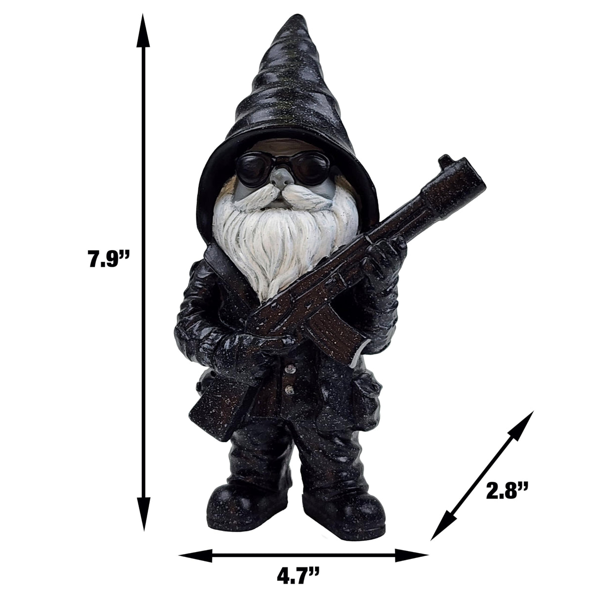Better Office Products Garden Gnome Statue, 8" Height, Handcrafted Waterproof, UV-Resistant Polyresin Lawn Patio Porch Ornament Decoration (Stone Cold Hitman)