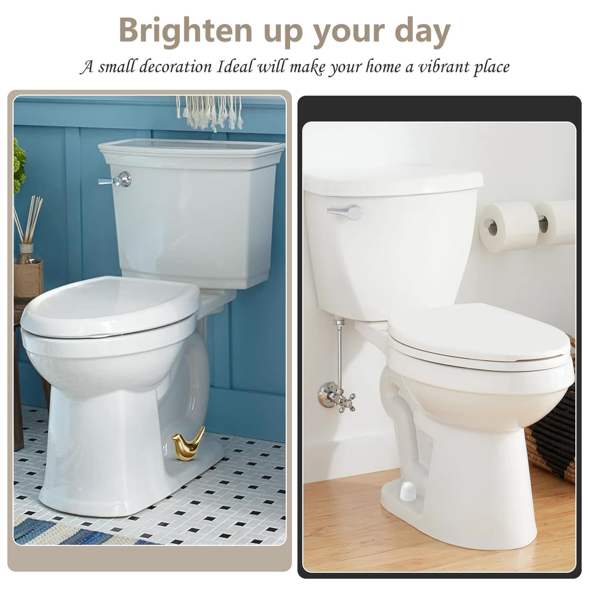 MENNTY 2Packs Ceramic Gold Birds Toilet Bolt Caps & 4Packs Universal Toilet Bolt Covers, Bathroom Decorative Toilet Floor Screw Cover Caps Easy Installation