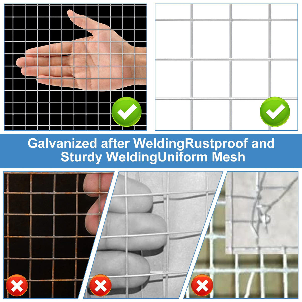 Land Guard 19 Gauge Hardware Cloth, 1/2 inch Chicken Wire Fence, Galvanized Welded Cage Wire Mesh Roll Supports Poultry Netting Cage Fence………