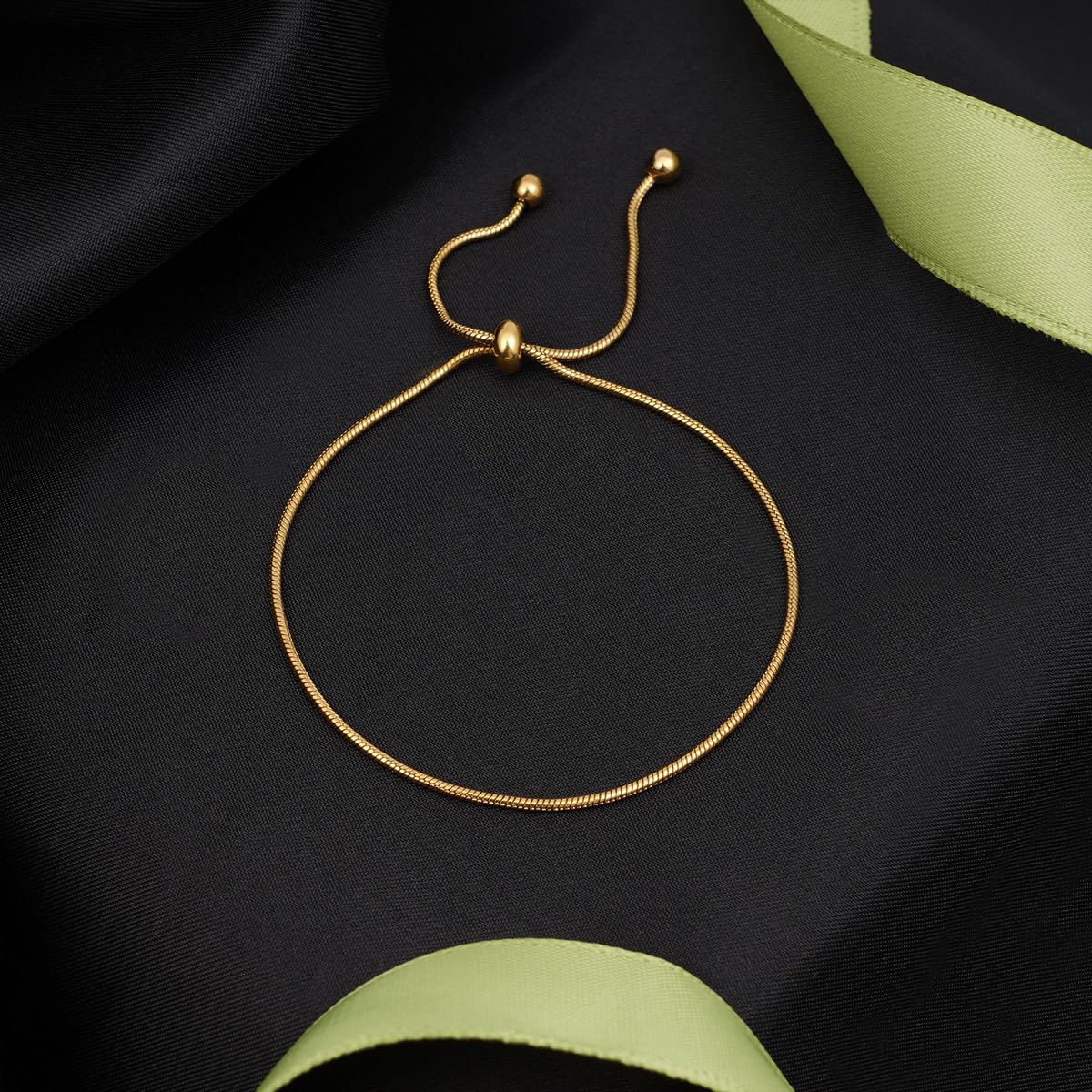 Yowivon Gold Plated Bracelet Dainty Cute Adjustable Slider Chain Bracelet