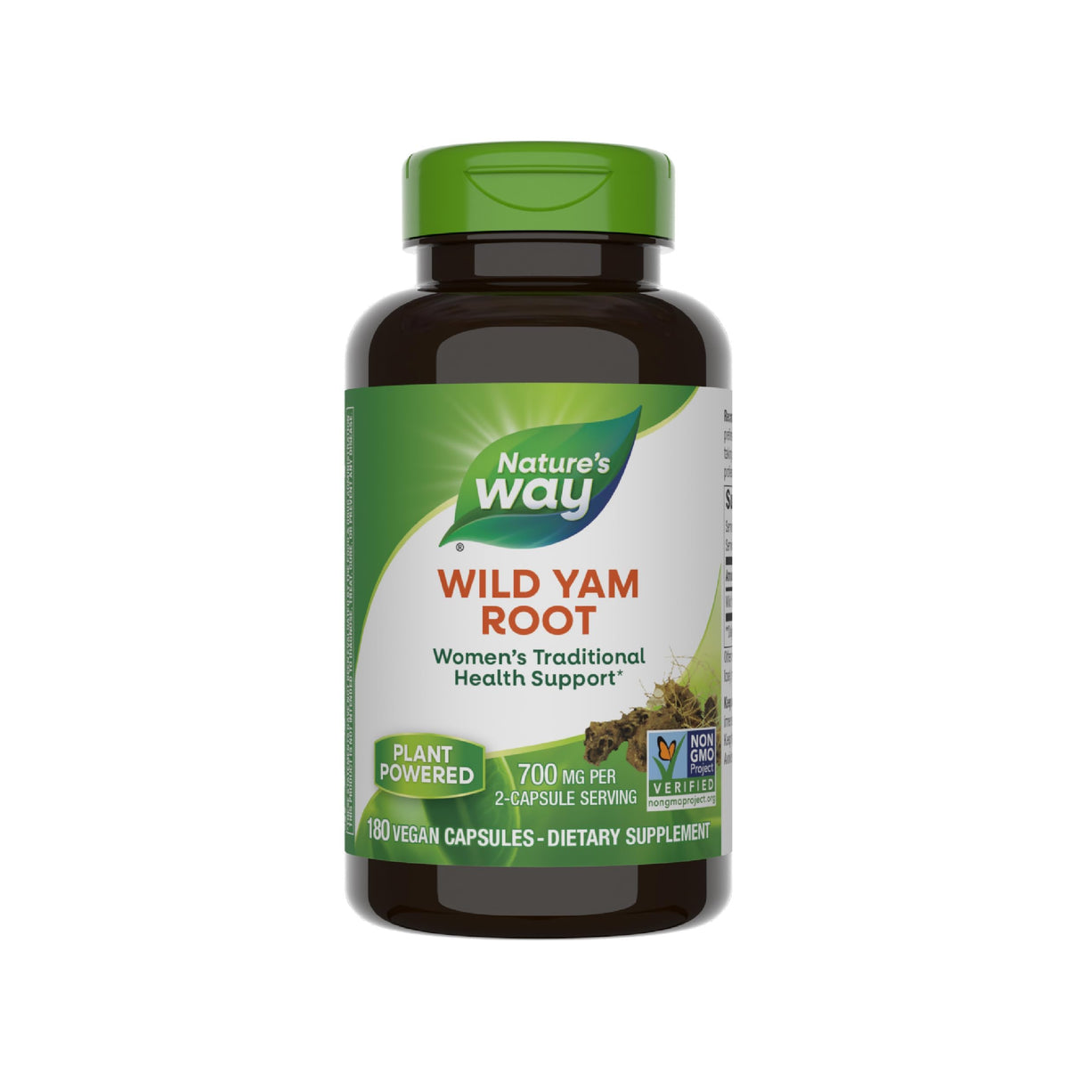 Nature's Way Wild Yam Root, Women's Traditional Health Support*, 700 mg per 2-Capsule Serving, Non-GMO Project Verified, 180 Vegan Capsules (Packaging May Vary)